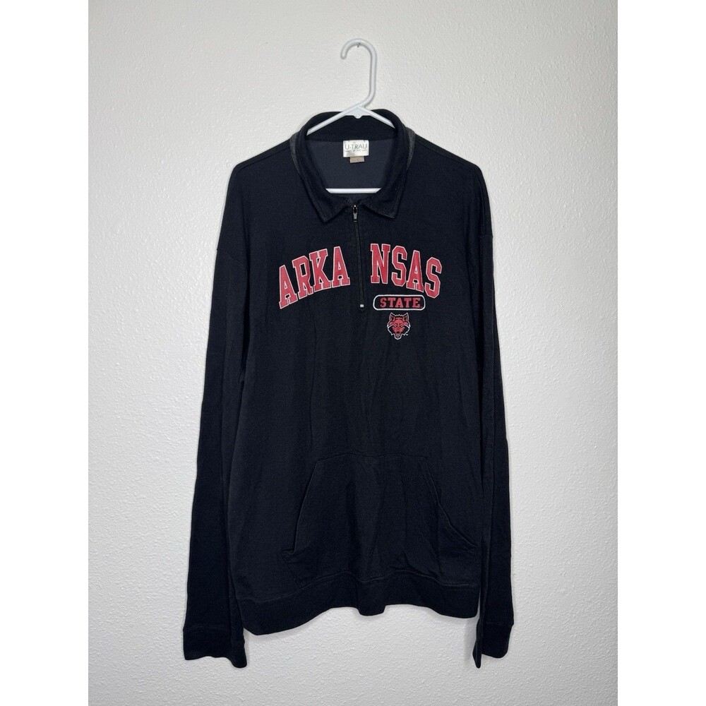 Vintage Arkansas Razorbacks Sweatshirt 1/4 Zip Black Sz Adult 2XL 90s Collar USA